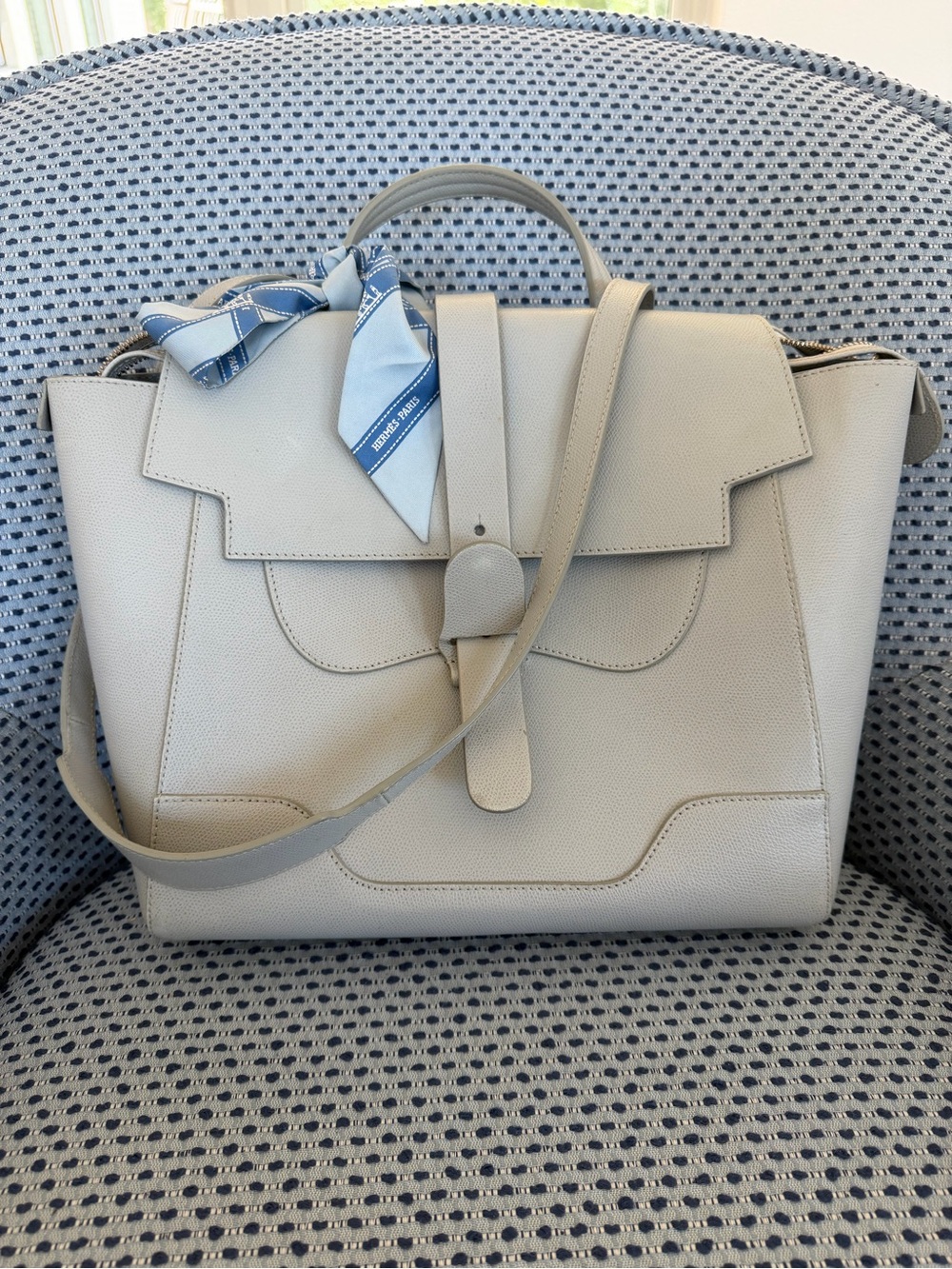 Senreve Pebbled Leather Tote in Light Gray